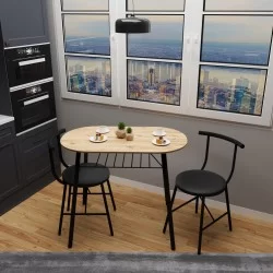 2 Kişilik Masa Takımı Mutfak Masa Sandalye Seti Döşemeli Çam 1346