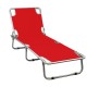 Folding Aluminum Chaise Lounge Step Camp Bed Red 1287