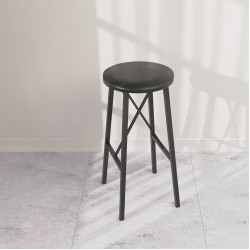 Siyah Döşemeli Bar Sandalyesi Bar Taburesi Mutfak Sandalyesi 1305