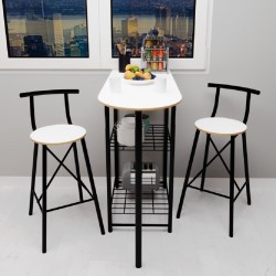 2 Kişilik Mutfak Masası Mutfak Bar Masa Sandalye Takımı Katlanır Bar Sandalye Atlantik Beyaz 1335
