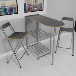 Mutfak Bar Masa Sandalye Takımı Katlanır Bar Sandalye 2 Kişilik Mutfak Masası Gri 1297