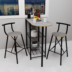 2 Kişilik Mutfak Masası Mutfak Bar Masa Sandalye Takımı Katlanır Bar Sandalye Atlantik Füme 1337