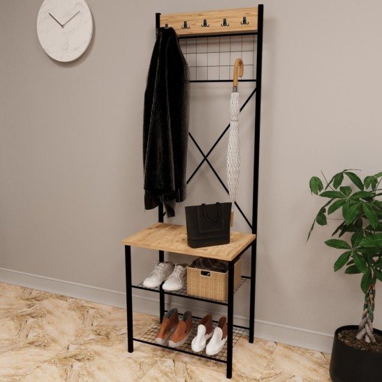 Narrow Metal Coat Rack, Clothes Hanger, Cloakroom, Shoe Rack 1302