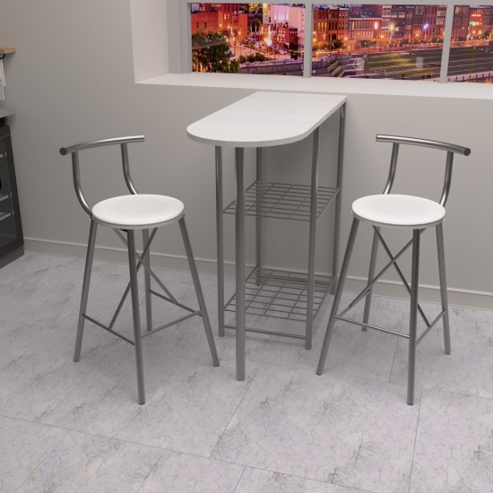 Kitchen Bar Table Chair Set Oval Bar Chair 2-Person Kitchen Table White 1317