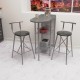 Kitchen Bar Table Chair Set Oval Bar Chair 2-Person Kitchen Table Grey 1318
