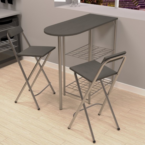 Kitchen Bar Table Chair Set Folding Bar Chair 2-Person Kitchen Table Gray 1297 Kitchen Bar Table Chair Set Folding Bar Chair 2-Person Kitchen Table Gray 1297