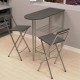 Kitchen Bar Table Chair Set Folding Bar Chair 2-Person Kitchen Table Gray 1297