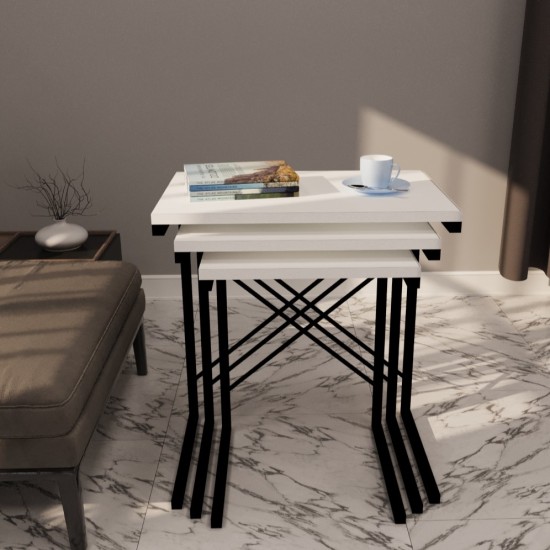 3 Pcs Nesting Table Metal Table Atlantik White 1292 3 Pcs Nesting Table Metal Table Atlantik White 1292