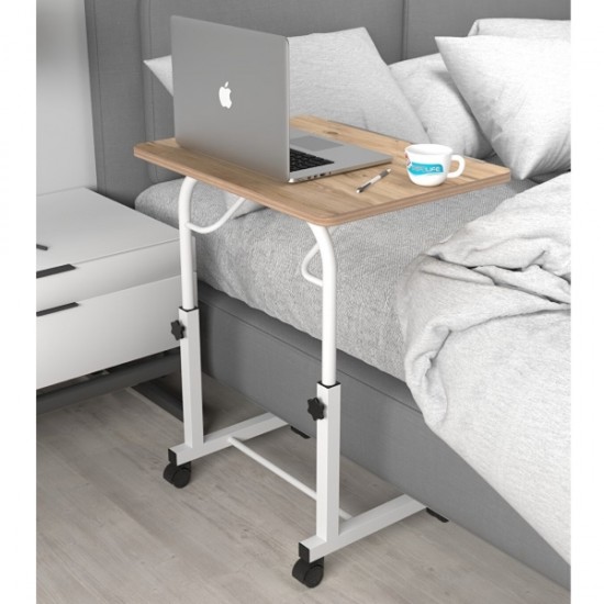 Tilt Height Adjustable Laptop Stand Breakfast Study Computer Desk Metal Leg With Wheels
