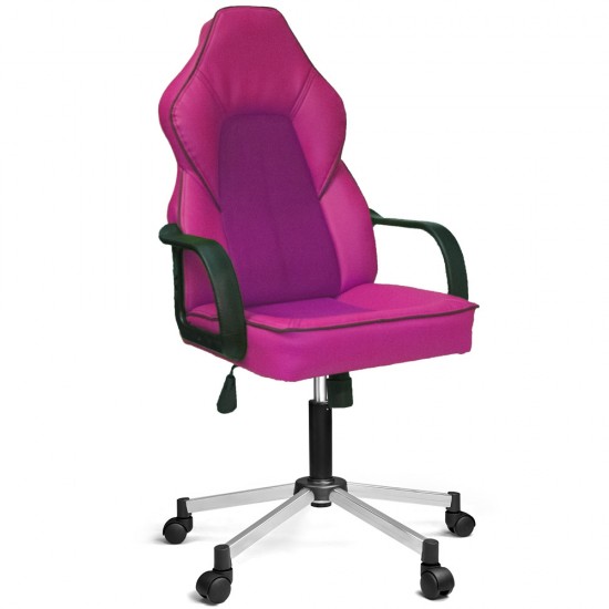 Lydia Gaming Chair With Plastic Arm And Metallic Gray Painted Legs