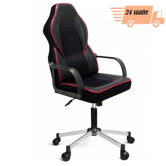 Lydia Gaming Chair With Plastic Arm And Metallic Gray Painted Legs