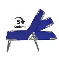 Katlanır Portatif Sandalye Şezlong - Kamp Sandalyesi Mavi  1284