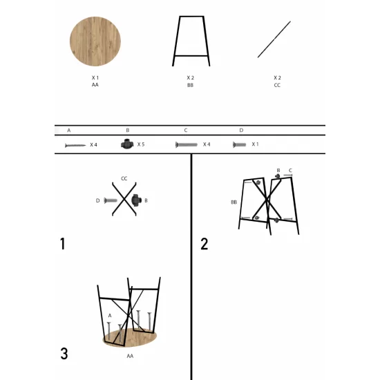 Bar Masası Mutfak Oval 2 Kişilik Yemek Masası 1110