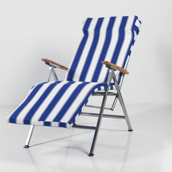 Folding Chair Chaise Lounge Folding Chair With Cushion Blue White 1043