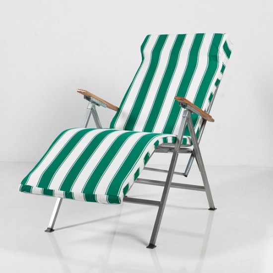 Garden Sunbed Foldable Chair Beach Chair With Cushion Green White 1044