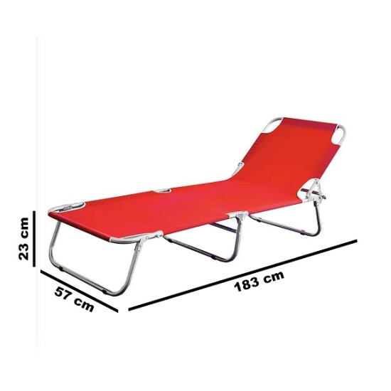 Camping Bed Garden Chaise Sunbed Beach Bed Red 1074