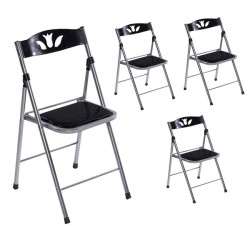 Kırma Sandalye Katlanır Koltuk Siyah 4 Adet 1088
