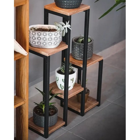 Metal Flowerpot With Wooden Shelf 4 Shelves 1258
