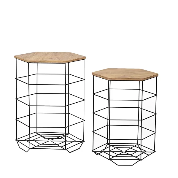 Hexagon wire side table deals