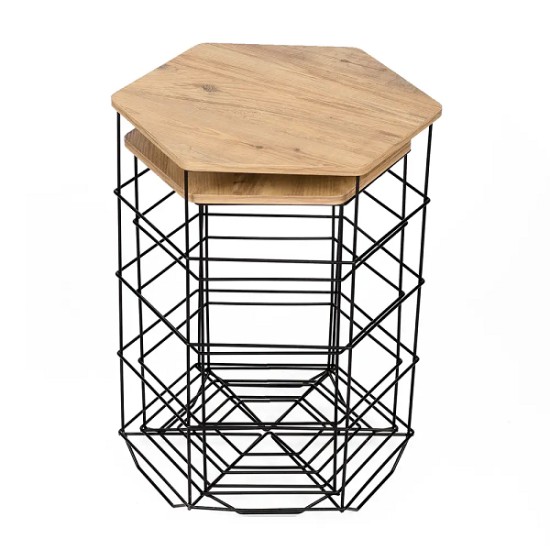 Double Metal Basket Hexagonal Coffee Table 1278