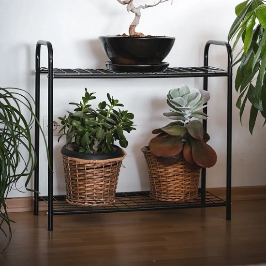 Oval Design Metal Flowerpot Shoe Rack Multi-Purpose Cabinet With 2 Shelves 1260