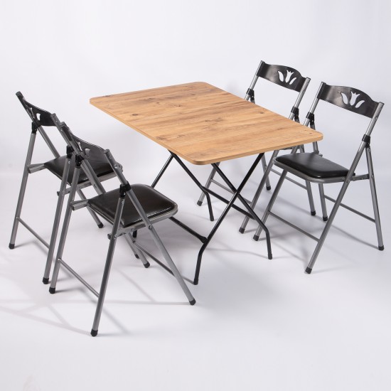 70x110 Atlantic Pine Folding Table and 4 Chairs Set 1125
