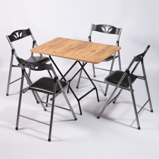 60x90 Atlantic Pine Folding Table and 4 Chairs Set 1126