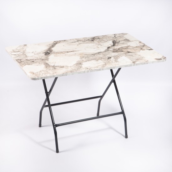 70x110 White Marble Patterned Folding Table Crush Kitchen Table 1116