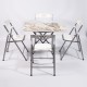 60x90 White Marble Patterned Folding Table and 4 Chairs Set 1129