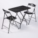 50x80 Black Marble Patterned Folding Table and 2 Chairs Set 1130