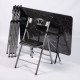 70x110 Black Marble Patterned Folding Table and 4 Chairs Set 1131