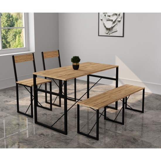 Kitchen Table Bench Bench 120x60 Table Set 2 Pcs Chairs Dining Table 1225