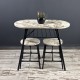 Table Chair Set White Marble Pattern Oval Kitchen Table Stool Set Dining Table Balcony Table Set 1240