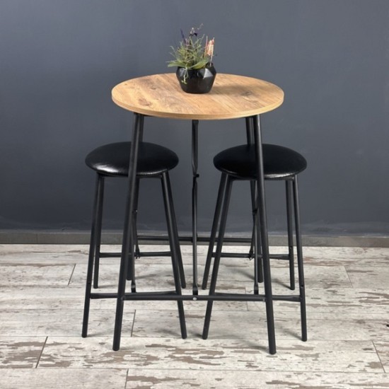 Atlantic Pine Upholstered Black Bar Stool Set Table Kitchen Oval 2 Person Dining Table 1249