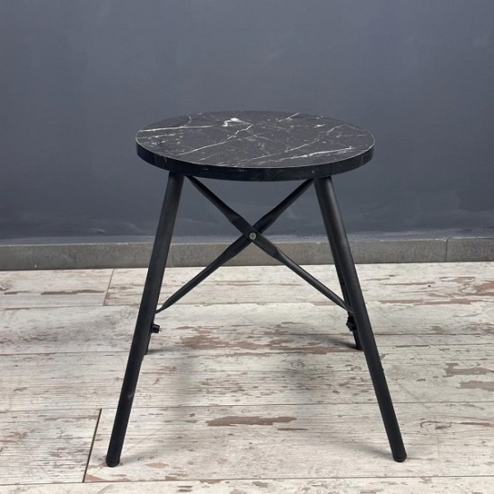 Table Chair Set Black Marble Patterned Oval Kitchen Table Stool Set Dining Table Balcony Table Set 1242