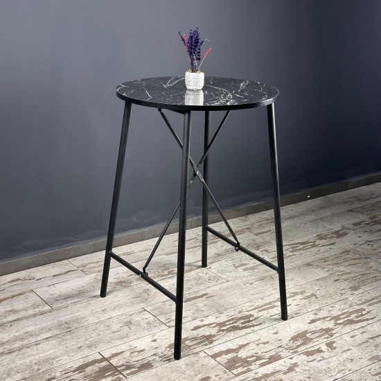 Black Marble Patterned Bistro Table Round Kitchen Table Bar Table 1251