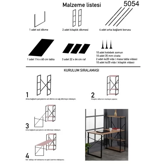 Kitaplıklı Çalışma Masası Bilgisayar Ofis Masası 1003 Kitaplıklı Çalışma Masası Bilgisayar Ofis Masası 1003