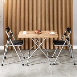 50x80 Atlantik Çam Katlanır Masa ve 2 Adet Sandalye Seti 1127