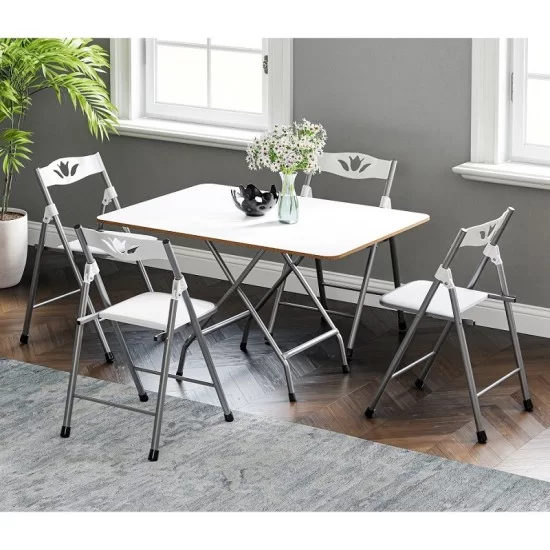 60x90 Beyaz Mermer Desenli Katlanır Masa ve 4 Adet Sandalye Seti 1129 60x90 Beyaz Mermer Desenli Katlanır Masa ve 4 Adet Sandalye Seti 1129