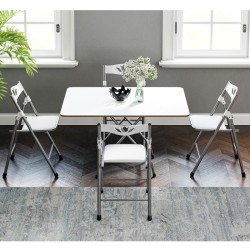 60x90 Beyaz  Katlanır Masa ve 4 Adet Sandalye Seti 1129 60x90 Beyaz  Katlanır Masa ve 4 Adet Sandalye Seti 1129