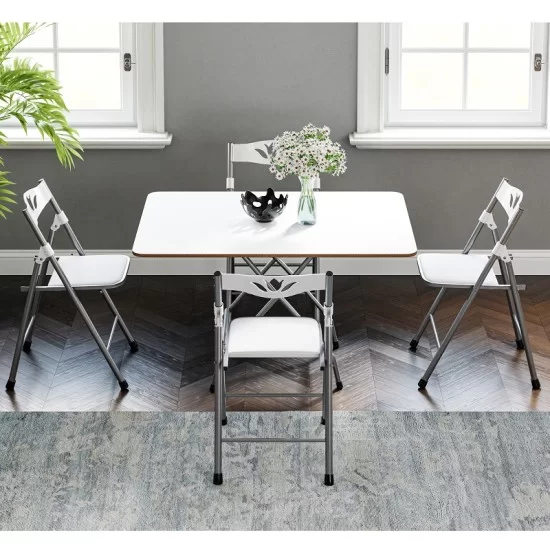 60x90 Beyaz Mermer Desenli Katlanır Masa ve 4 Adet Sandalye Seti 1129 60x90 Beyaz Mermer Desenli Katlanır Masa ve 4 Adet Sandalye Seti 1129