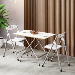 50x80 Beyaz  Katlanır Masa ve 2 Adet Sandalye Seti 1130