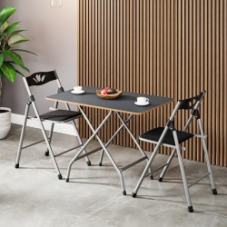 50x80 Füme Katlanır Masa ve 2 Adet Sandalye Seti 1133