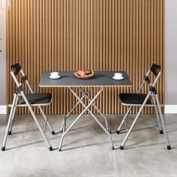 50x80 Füme Katlanır Masa ve 2 Adet Sandalye Seti 1133