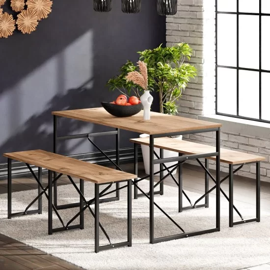 Masa Takımı Bench Bank Masa Seti 120x60 Masa Mutfak Masası Yemek Masası 1224 Masa Takımı Bench Bank Masa Seti 120x60 Masa Mutfak Masası Yemek Masası 1224