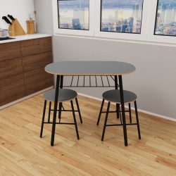 Masa Sandalye Takımı  Oval Mutfak Masası Tabure Takımı Yemek Masası  Füme 1242 