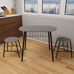 Masa Sandalye Takımı  Oval Mutfak Masası Tabure Takımı Yemek Masası  Füme 1242 