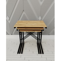 3 lü Zigon Sehpa Metal Sehpa Atlantik Çam 1291  3 lü Zigon Sehpa Metal Sehpa Atlantik Çam 1291