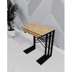 3 lü Zigon Sehpa Metal Sehpa Atlantik Çam 1291 
