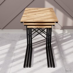 3 lü Zigon Sehpa Metal Dar Zigon Sehpa Atlantik Çam 1293 3 lü Zigon Sehpa Metal Dar Zigon Sehpa Atlantik Çam 1293